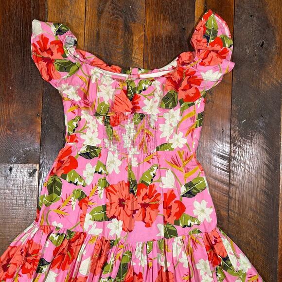 Yumi Kim Spring Fling Off Shoulder Maxi Dress Floral Mai Thai Pink Size 6 NWOT - Picture 6 of 9